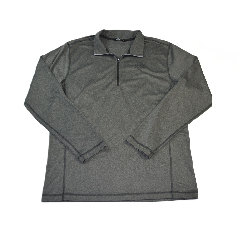 The North Face Mens Quarter Zip Pullover Gray Heather Long Sleeve Fleece Large